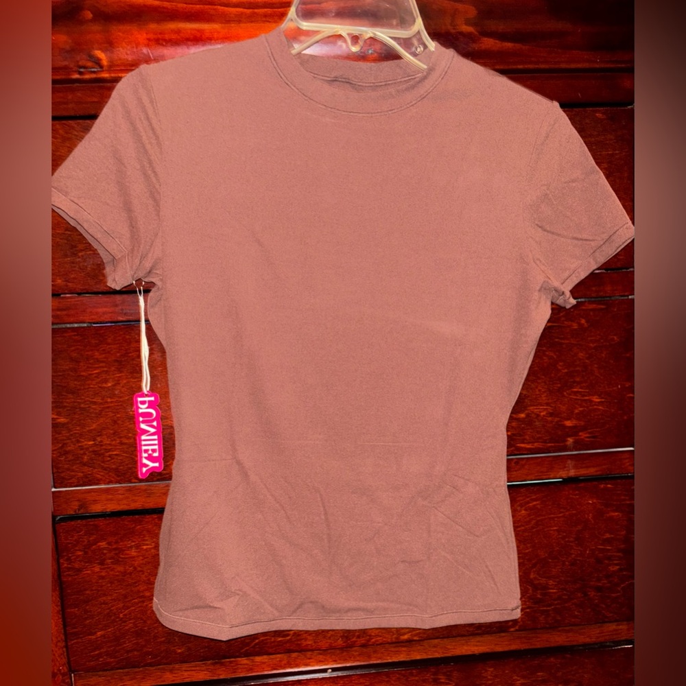 Women Pumiey Short Sleeve Chocolate Brown Tee Shirt